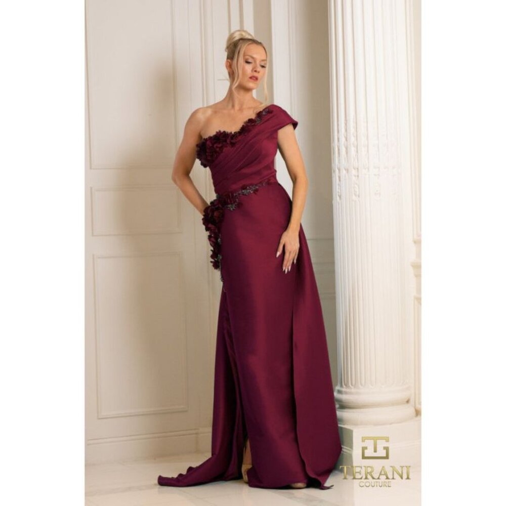 One Shoulder Sleek Elegant Bodycon Wine Formal Dress 252e5116
